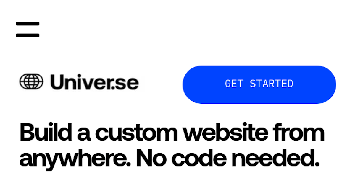 Design sites with no code | Universe Website Builder