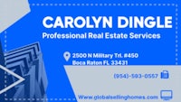 carolyn dingle professional real estate services business card