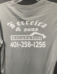 a gray t - shirt with the words excavating and sons on it