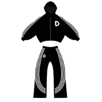 a black tracksuit with the letter d on it