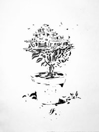 a drawing of a tree in a pot