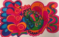 a colorful drawing with psychedelic designs on it