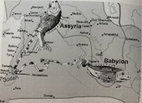 a map showing the location of a fish and a babylon