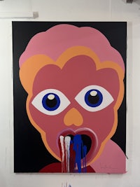 a painting of a man with a mouth full of paint