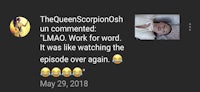 the queen scorpion osh uncommented lma work it was watching the word again