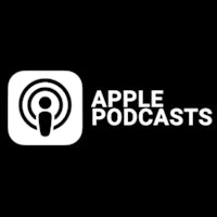 apple podcasts logo on a black background