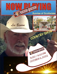 a flyer for a country show with a man in a cowboy hat