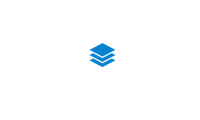 a blue logo on a black background