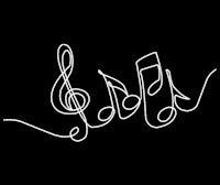 a drawing of a musical note on a black background