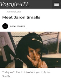 a photo of a man in a car with the words meet jaron smalls