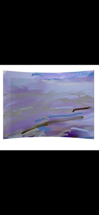 an abstract painting of a blue and purple ocean