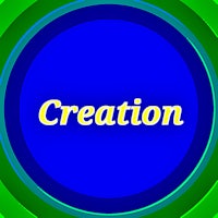 a blue and green circle with the word creation on it