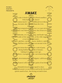 a poster with the words awake on it