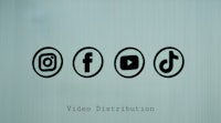 a group of social media icons with the words video distribution