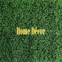 a green wall with the words home decor on it