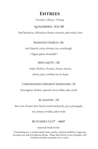 a menu for a restaurant with a black and white background