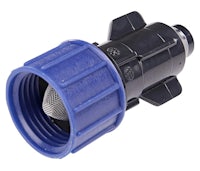a blue plastic connector for a water hose