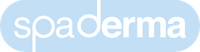spaderma logo on a blue background