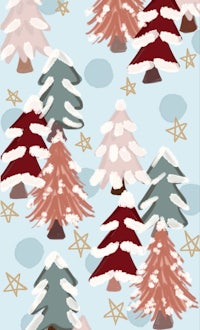 christmas trees and stars on a blue background