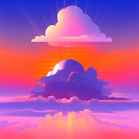an image of a sunset with clouds and a sun