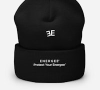 a black beanie that says engage protect your energy