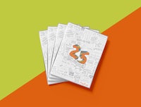 a set of 25 books on an orange and green background