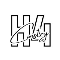 a black and white logo with the word h