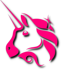 a pink unicorn head on a black background