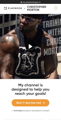 christian morton's website with a picture of a bodybuilder