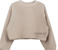 a beige sweatshirt with the word energize on it