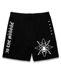 a black short with a skull and crossbones on it