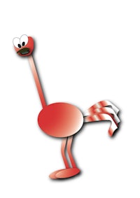 a red flamingo standing on a white background