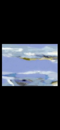 an abstract painting of a blue sky and clouds