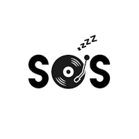 a black and white dj logo with the word sos