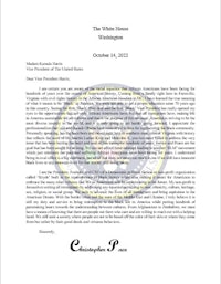 a letter from the president of the united states