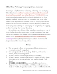 a document with the words child mind psychology screening industry