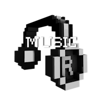 a pixelated image of the word music on a black background