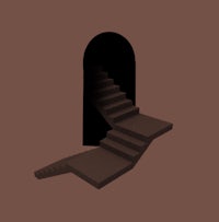 a 3d illustration of a staircase leading into a dark room