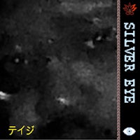 a black and white image of a face with the words silver eye in japanese