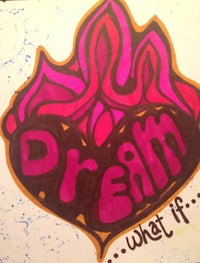 a drawing of a heart with the words dream what if