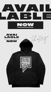 a black hoodie with the words available label now