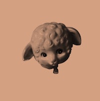 a small figurine of a sheep on a beige background