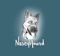 a drawing of a dog with the words nassy hound