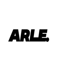 a black and white logo with the word arle