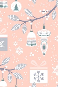a seamless pattern with christmas ornaments on a pink background