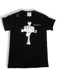 a black t - shirt with a cross on it
