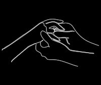 a line drawing of two hands touching each other