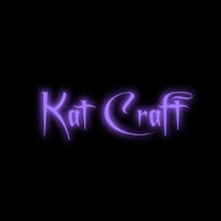 the word kat craft in purple on a black background
