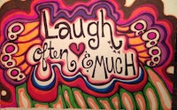 a drawing with the words laugh and much on it