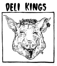 a drawing of a pig with the words deli kings on it